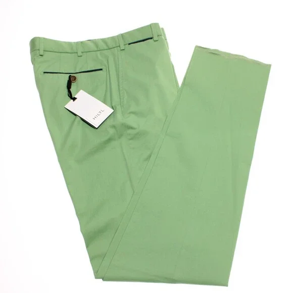 Hiltl NWT Peaker Chino Pants Size 48 / US 32 Contemporary in Green Cotton Blend